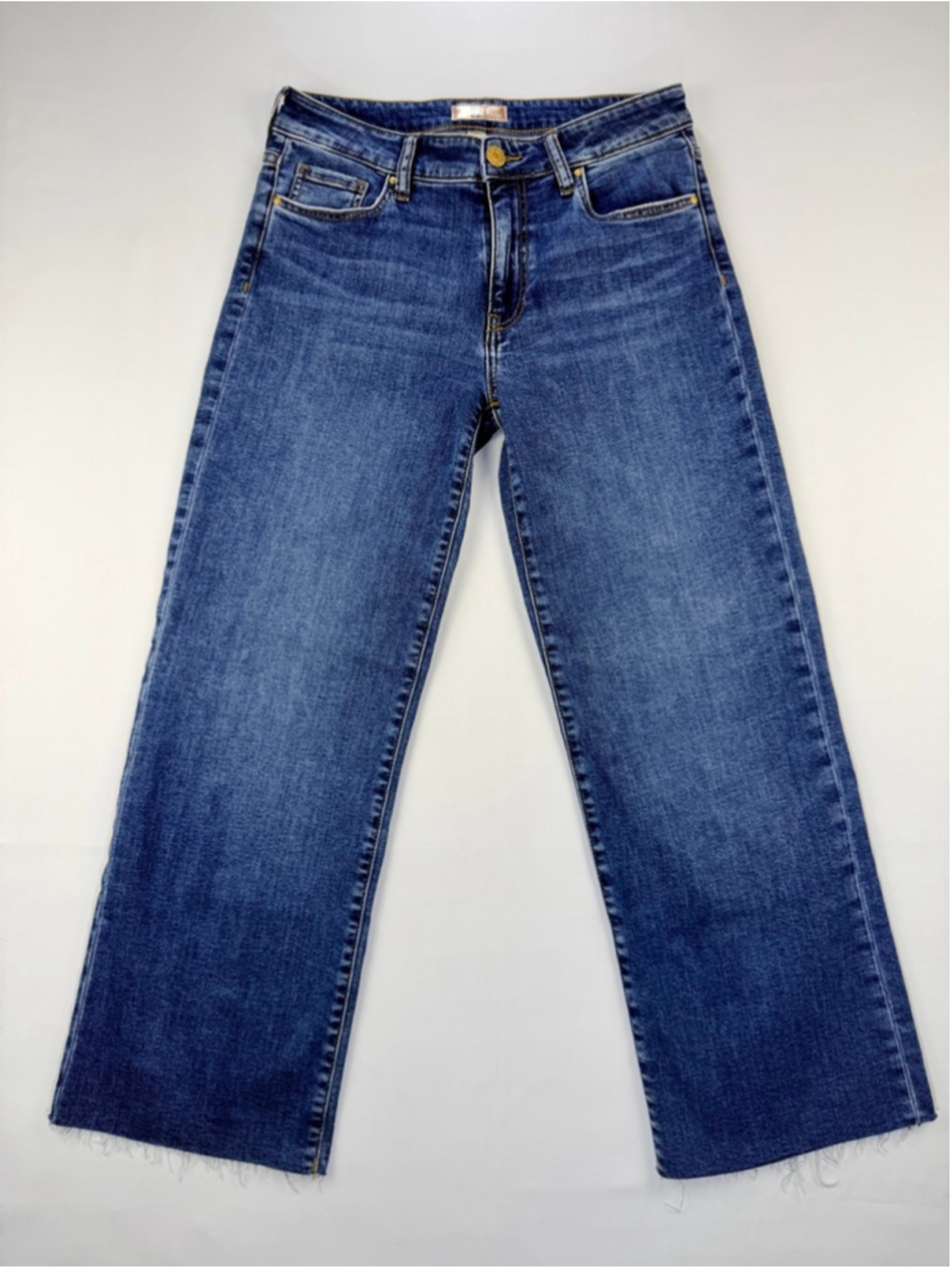 Kut From The Kloth Charlotte High Rise Culotte 4 Jeans Wide Leg Crop Raw Hem - Picture 2 of 9